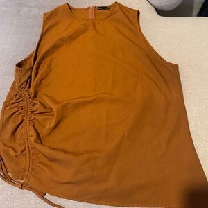 PrettyLittleThing orange ruched sides tank top